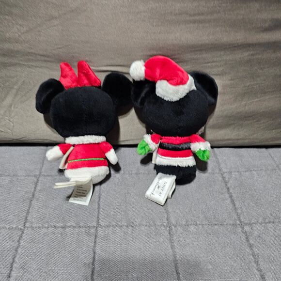Hallmark Itty Bitty Plush Santa Mickey Mouse Mrs. Clause Minnie Mouse Black Red - Picture 2 of 5
